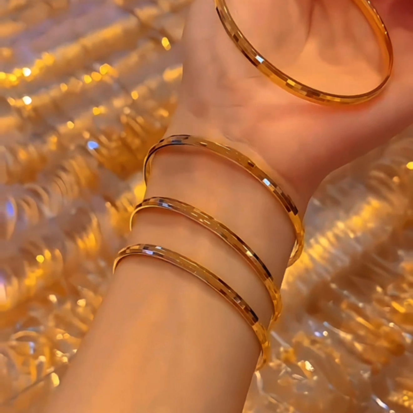 Cara Bangle Set | 24k Gold Plated