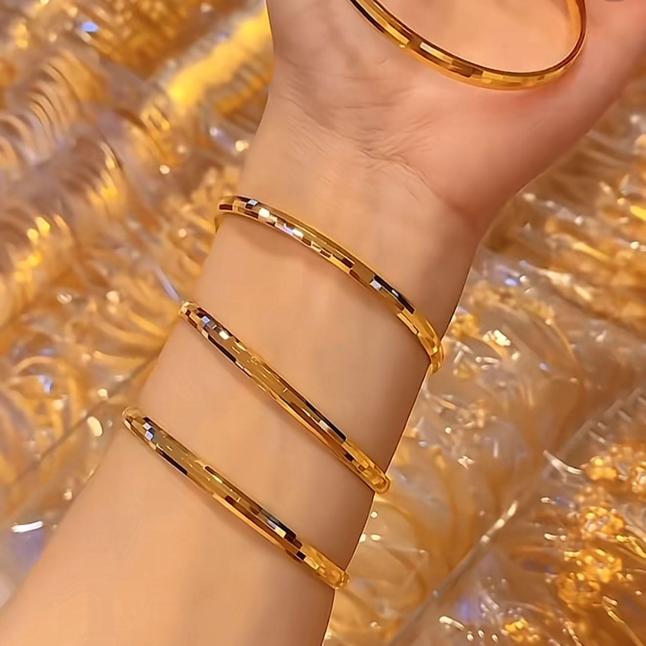 Cara Bangle Set | 24k Gold Plated
