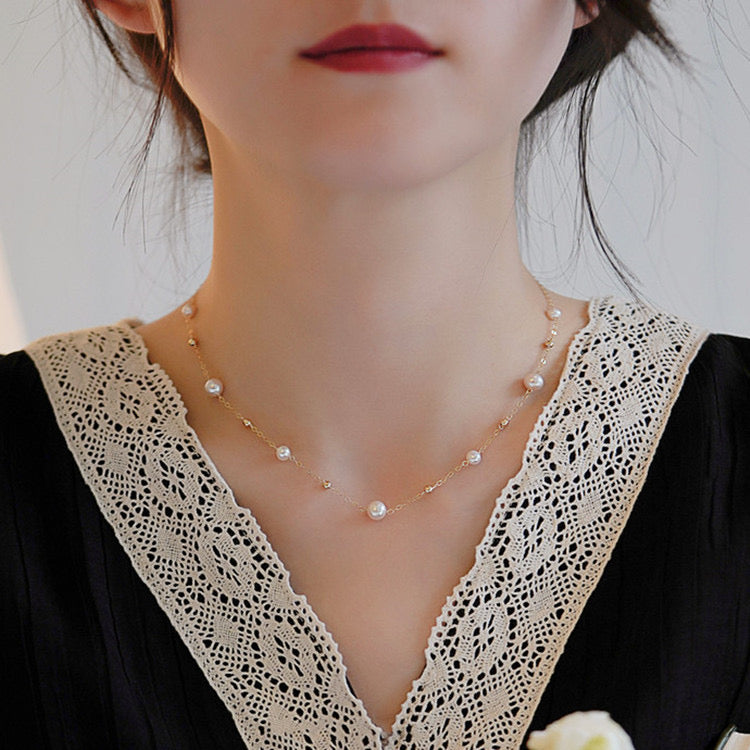 Blossom Pearl Necklace | 18k Gold Plated