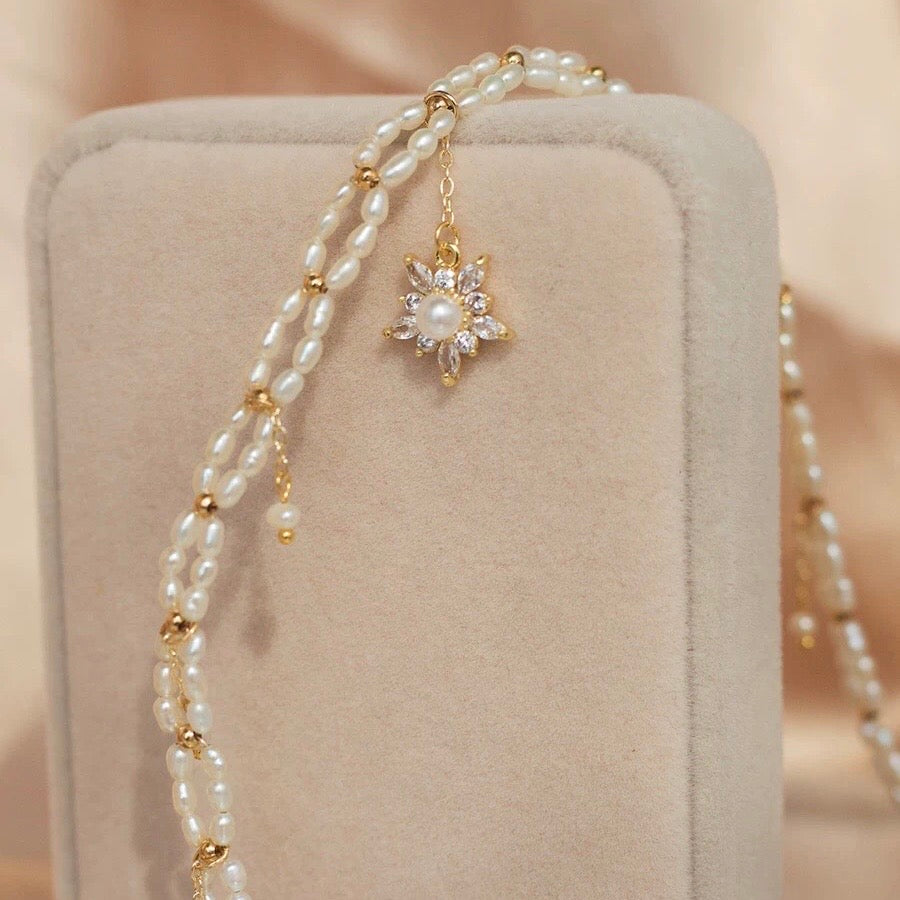 Ahmeira Pearl Necklace | 18k Gold Plated